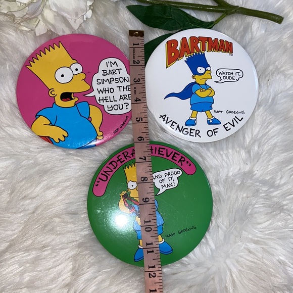 Vintage Bart Simpsons (The Simpsons) Buttons/Pins/Pinbacks - 1989 Set of 3 - Picture 8 of 12